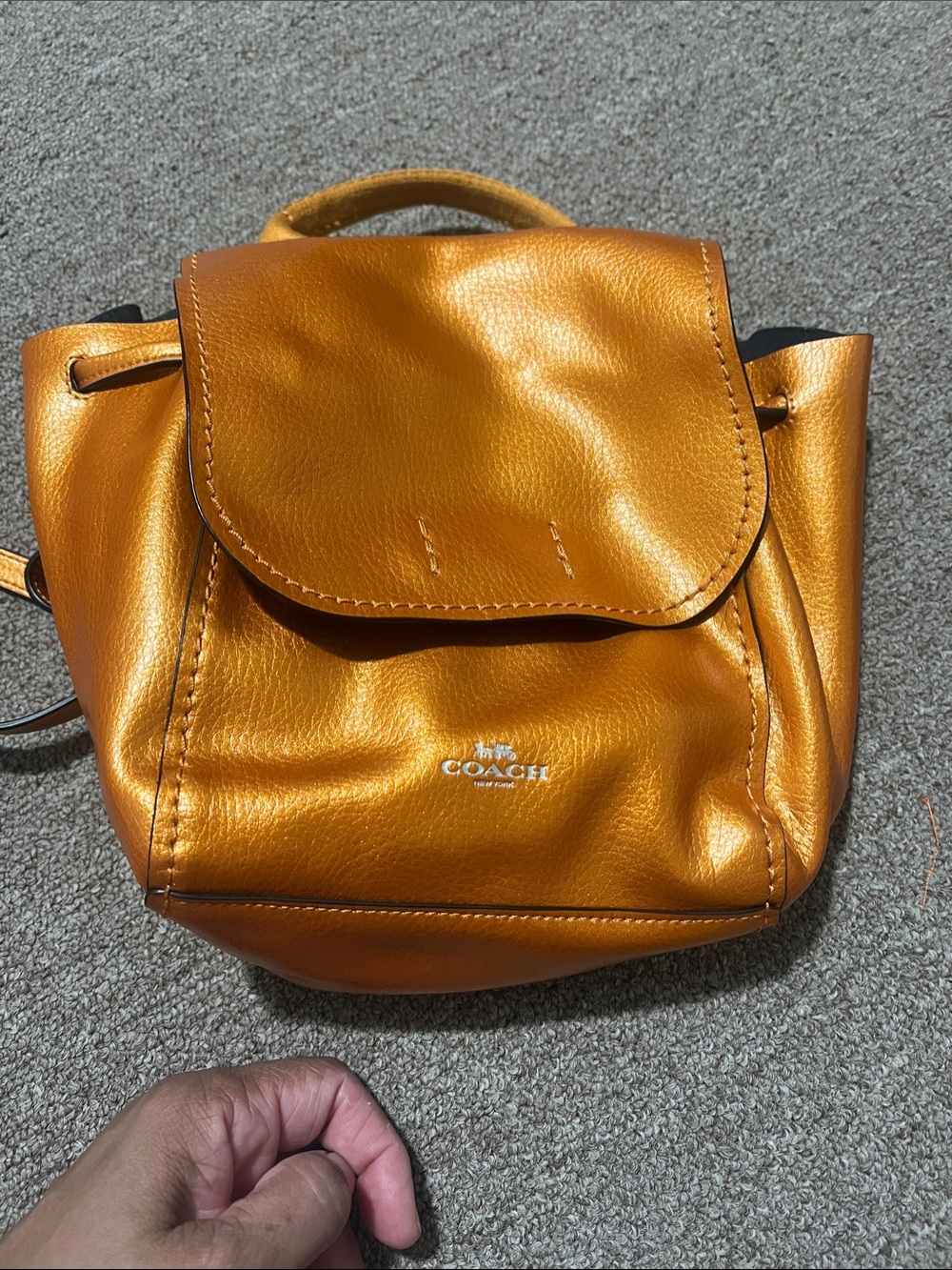 Coach Metallic Amber Leather Mini Backpack